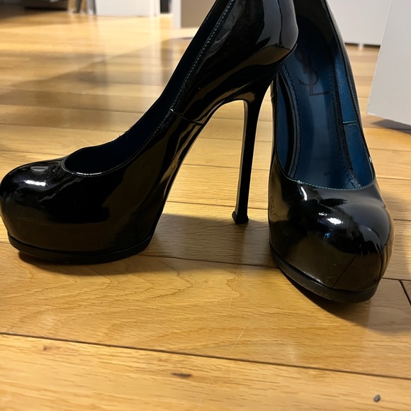 Yves Saint Laurent Shoes - YSL Black Patent Leather Tribute Heel size 37